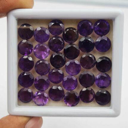 Natural African Amethyst Round Cut Loose Stone Lot 9 MM 80 CT 33 Pcs