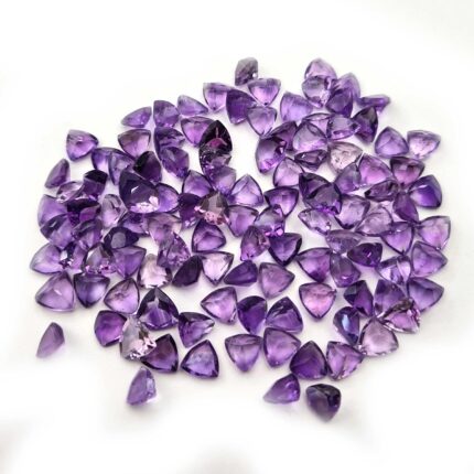 Natural African Amethyst Trillion Cut Loose Stone Lot 6 MM 80 CT 126 Pcs