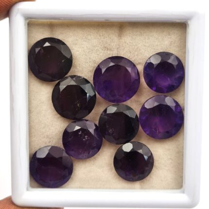 Natural African Amethyst Round Cut Loose Stone Lot 13-14 MM 75 CT 9 Pcs