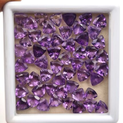 Natural African Amethyst Trillion Cut Loose Stone Lot 7 MM 50 CT 51 Pcs