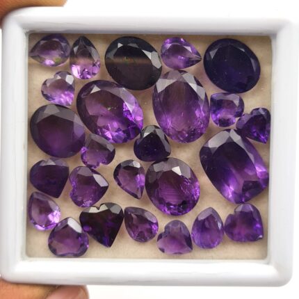 Natural African Amethyst Mix Cut Loose Stone Lot 7.5-12 MM 84 CT 27 Pcs