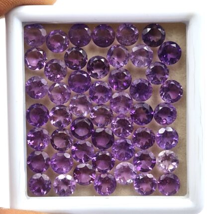 Natural African Amethyst Round Cut Loose Stone Lot 7 MM 78 CT 62 Pcs