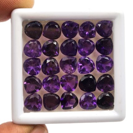 Natural African Amethyst Heart Cut Loose Stone Lot 7 MM 34.60 CT 31 Pcs