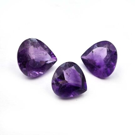 Natural African Amethyst Heart Cut Loose Stone Lot 11-13 MM 13.90 CT 3 Pcs