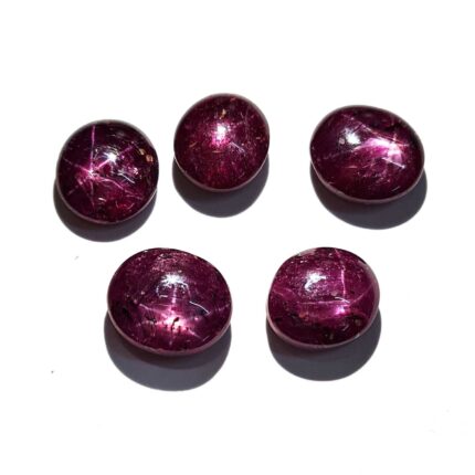 Natural Ruby Star Oval Cabochon Loose Stone Lot 5 Pcs 9*10-10*11.50 MM 35 CT