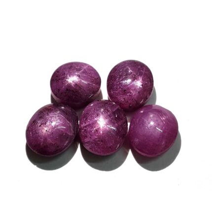 Natural Ruby Star Oval Cabochon Loose Stone Lot 5 Pcs 10*11-10.50*12 MM 41 CT