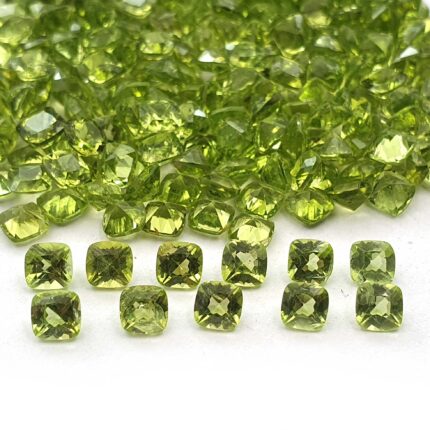 Natural Peridot Square Cushion Cut Loose Gemstone Lot 4 MM 30 CT 92 Pcs