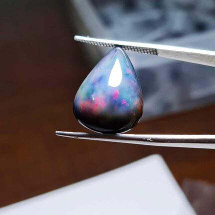 Natural Ethiopian Black Opal Pear Cabochon Loose Gemstone 16*22 MM 13.60 CT