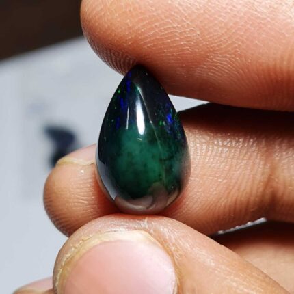Natural Ethiopian Black Opal Pear Cabochon Loose Stone 10.5*16.5 MM 6.95 CT