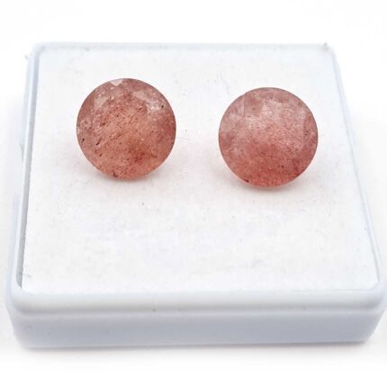 Natural Cherry Quartz Round Cut Loose Gemstone Lot 2 Pcs 14 MM 16.6 CT