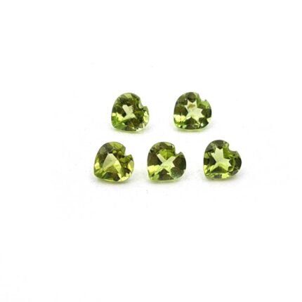 Natural Peridot Heart Cut Loose Gemstone Lot 5 Pcs 4.25 MM 1.4 CT