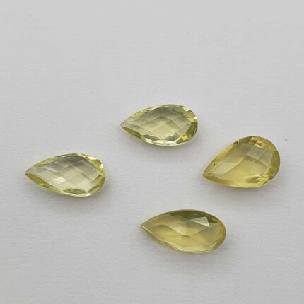 Natural Lemon Quartz Pear Briolette Cut Loose Stone Lot 4 Pcs 8*15-10*15 MM 16CT