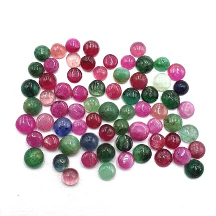 Natural Ruby Emerald Sapphire Round Cabochon Gemstone Lot 4.5-6 MM 20 CT 33 Pcs