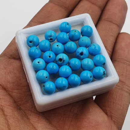 Natural Sleeping Beauty Turquoise Ball Drilled Beads Lot 8 Pcs 7 MM 14 CT