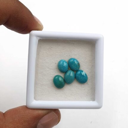 Natural Sleeping Beauty Turquoise Oval Gemstone Cabochon 6*8 MM 5 CT 5 Pcs