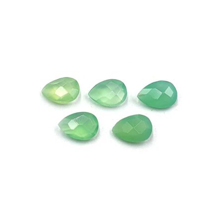 Natural Green Chalcedony Pear Briolette Cut Gemstone Lot 6 Pcs 6*9 MM 8.05 CT
