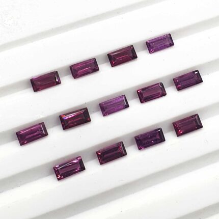 Natural Rhodolite Garnet Baguette Cut Gemstone Lot 35 Pcs 2.5*5 MM 10.30 CT