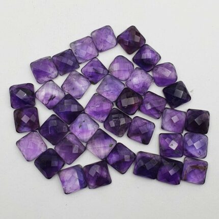 Natural Brazilian Amethyst Cushion Checker Cut Stone Lot 16 Pcs 11-12 MM 102 CT