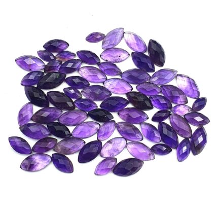 Natural Brazilian Amethyst Marquise Checker Cut Stone Lot 35 Pcs 4*8-6*12MM 50CT