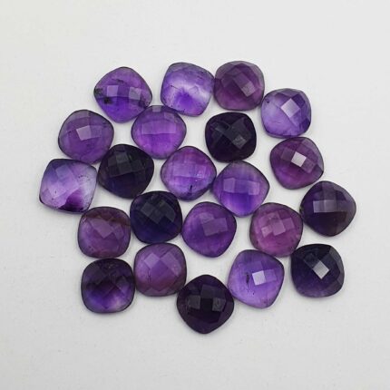 Natural Brazilian Amethyst Cushion Checker Cut Gemstone Lot 22 Pcs 11 MM 102 CT
