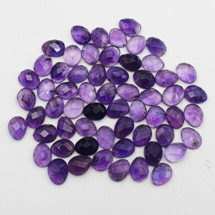 Natural Brazilian Amethyst Rose Cut Loose Gemstone Lot 32 Pcs 7*9 MM 50 CT