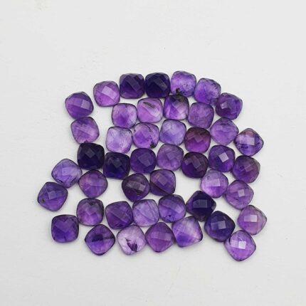 Natural Brazilian Amethyst Cushion Checker Cut Loose Stone 35 Pcs 7 MM 50 CT