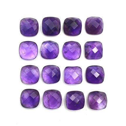 Natural Brazilian Amethyst Cushion Checker Cut Loose Gemstone 25 Pcs 9 MM 70 CT