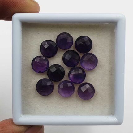 Natural Brazilian Amethyst Round Briolette Cut Loose Stone Lot 11 Pcs 8 MM 18 CT