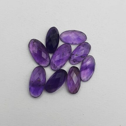 Natural Brazilian Amethyst Oval Checker Cut Stone Lot 9 Pcs 7*14-8*16 MM 32 CT