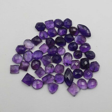 Natural Brazilian Amethyst Mix Shape Checker Cut Stone Lot 49 Pcs 7-8 MM 115 CT