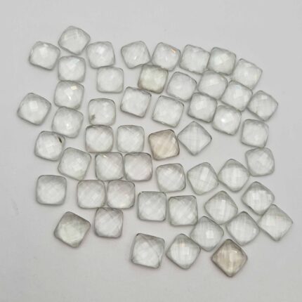 Natural Green Amethyst Square Cushion Checker Cut Gemstone Lot 18 Pcs 9 MM 50 CT