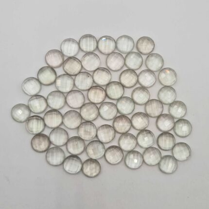 Natural Green Amethyst Round Checker Cut Gemstone Lot 16 Pcs 10 MM 50 CT