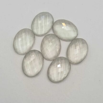 Natural Green Amethyst Oval Checker Cut Gemstone Lot 7 Pcs 12*16 MM 52 CT