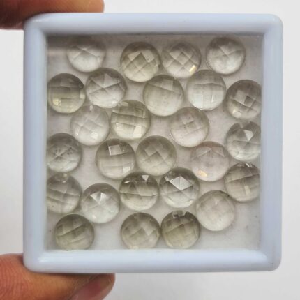 Natural Green Amethyst Round Checker Cut Gemstone Lot 70 Pcs 8 MM 128 CT