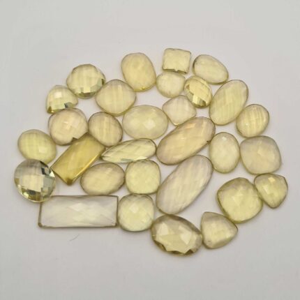 Natural Lemon Quartz Mix Checker Cut Gemstone 15 Pcs 8-14 MM 100 CT