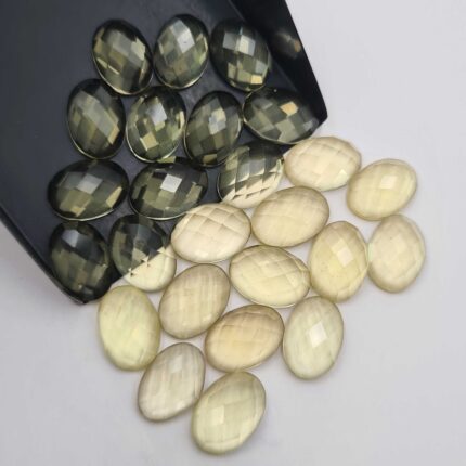 Natural Lemon Quartz Oval Checker Cut Gemstone Lot 18 Pcs 10*14 MM 103 CT