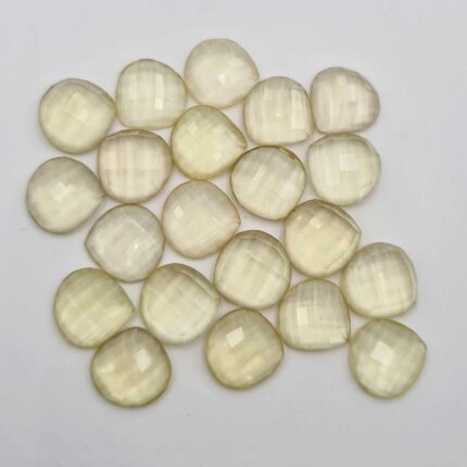 Natural Lemon Quartz Heart Checker Cut Gemstone Lot 21 Pcs 14 MM 143 CT