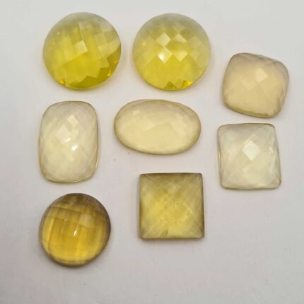 Natural Lemon Quartz Mix Checker Cut Gemstone Lot 4 Pcs 17-24 MM 100 CT