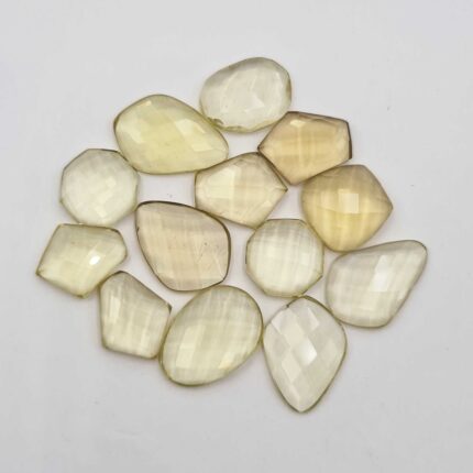 Natural Lemon Quartz Fancy Checker Cut Gemstone Lot 13 Pcs 14-15 MM 107 CT