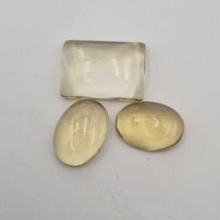 Natural Lemon Quartz Mix Cabochon Gemstone Lot 3 Pcs 13-16 MM 46 CT