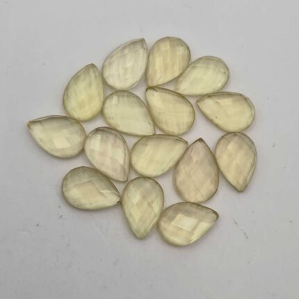 Natural Lemon Quartz Pear Checker Cut Gemstone Lot 15 Pcs 8*12 MM 38 CT