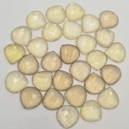 Natural Lemon Quartz Heart Checker Cut Gemstone Lot 13 Pcs 16 MM 104 CT