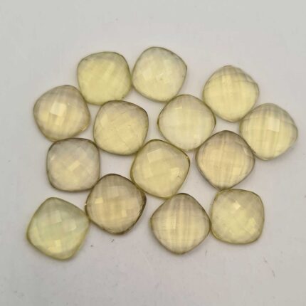 Natural Lemon Quartz Cushion Checker Cut Gemstone Lot 14 Pcs 12 MM 81 CT