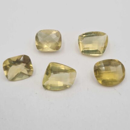 Natural Lemon Quartz Fancy Checker Cut Loose Gemstone Lot 5 Pcs 12-13 MM 42 CT