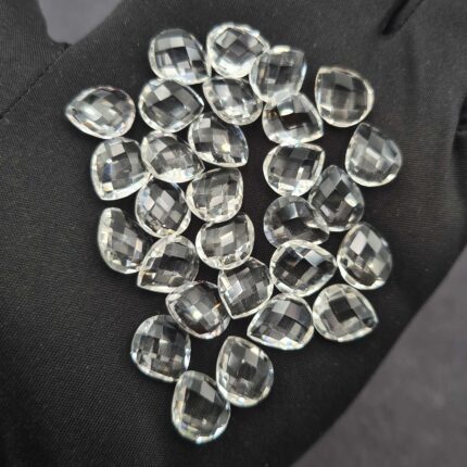 Natural Crystal Quartz Pear Briolette Cut Loose Stone Lot 31 Pcs 10*12 MM 100 CT