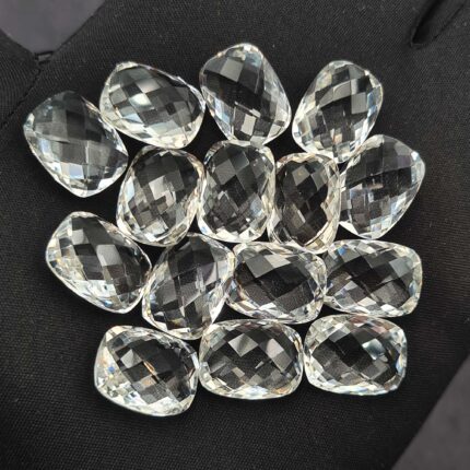 Natural Crystal Quartz Cushion Briolette Cut Loose Stone Lot 6Pcs 12*16 MM 57 CT