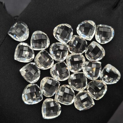 Natural Crystal Quartz Heart Briolette Cut Loose Stone Lot 21 Pcs 12 MM 103 CT