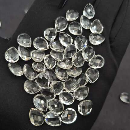 Natural Crystal Quartz Pear Briolette Cut Stone Lot 33 Pcs 9*12-10*12 MM 100 CT