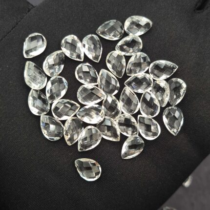 Natural Crystal Quartz Pear Briolette Cut Loose Stone Lot 66 Pcs 7*10 MM 100 CT