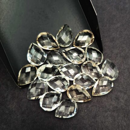 Natural Crystal Quartz Pear Briolette Cut Stone Lot 18 Pcs 10*14-11*14 MM 80 CT